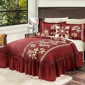 Floral Print Microfiber Bedspread Set, Size Full